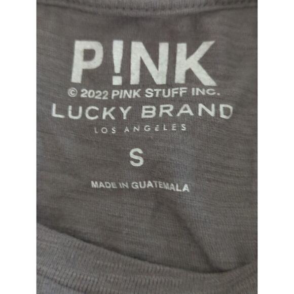 PINK Lucky Brand Gray Cotton Short Sleeve Classic Crew Tee Size S - Picture 7 of 9